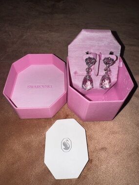 Swarovski Rose Crystal Teardrop Dangle Earrings